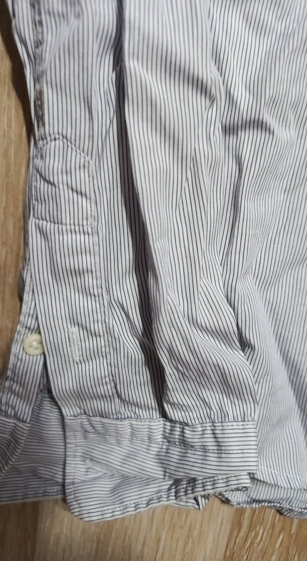 Bej Keten Erkek Gömlek, Uzun Kollu, Düğmeli - Görsel 3