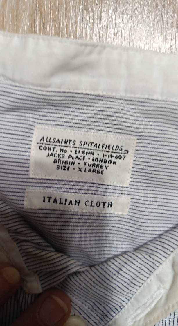 Bej Keten Erkek Gömlek, Uzun Kollu, Düğmeli - Görsel 2