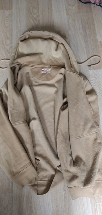 xl Beden camel Renk Kapşonlu Sweatshirt 