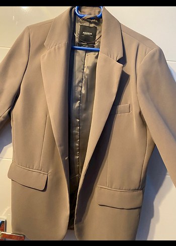 Bej Düğmeli Kadın Blazer Ceket