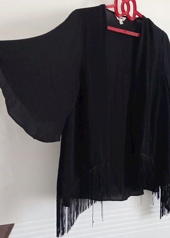 Siyah Midi Kadın Kimono - Salaş Kesim - Görsel 2