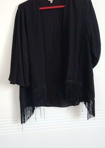 Siyah Midi Kadın Kimono - Salaş Kesim - Görsel 3