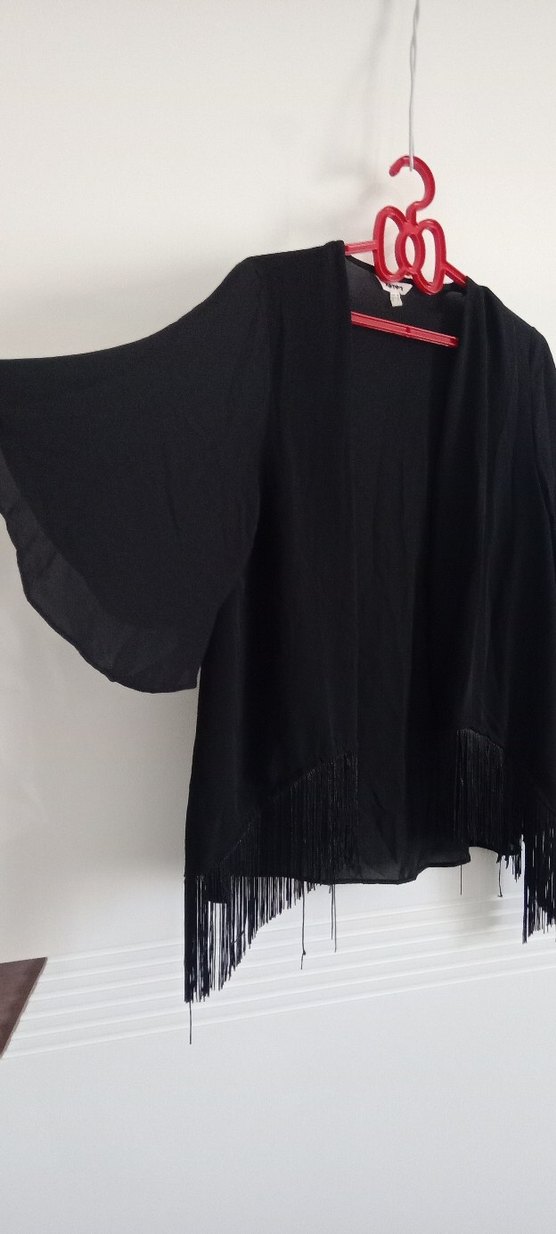 Siyah Midi Kadın Kimono - Salaş Kesim - Görsel 2