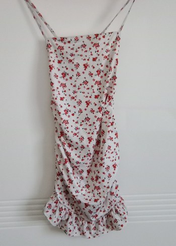 Çiçek Desenli Beyaz Mini Elbise - Görsel 2