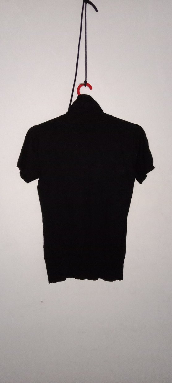 Kadın Siyah Yarım Kollu Yüksek Yaka Triko - Görsel 3