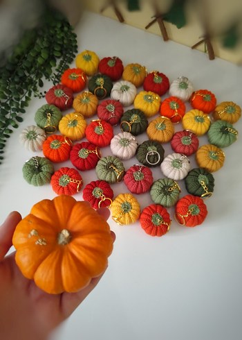 Turuncu Örgü Kabak Anahtarlık - Görsel 2