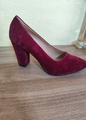 Bordo Süet Stiletto Kadın Topuklu - Görsel 2