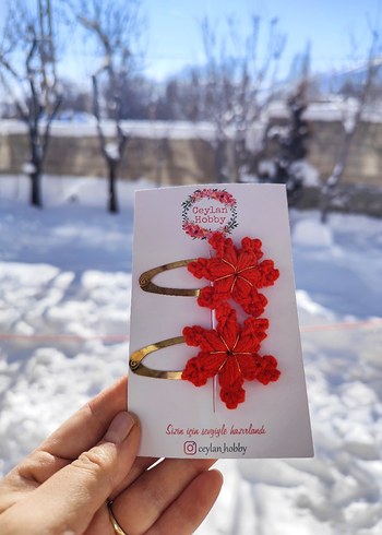 Nakışlı Dantel Çiçekli Çocuk Toka Seti - Görsel 2