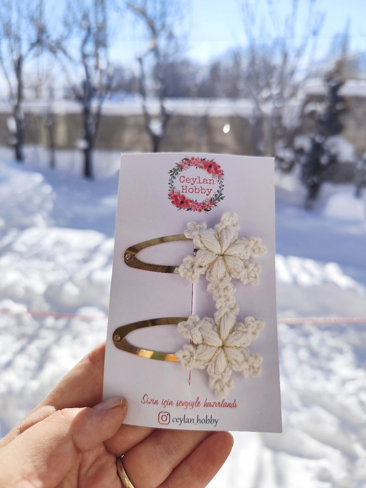 Nakışlı Dantel Çiçekli Çocuk Toka Seti - Görsel 3