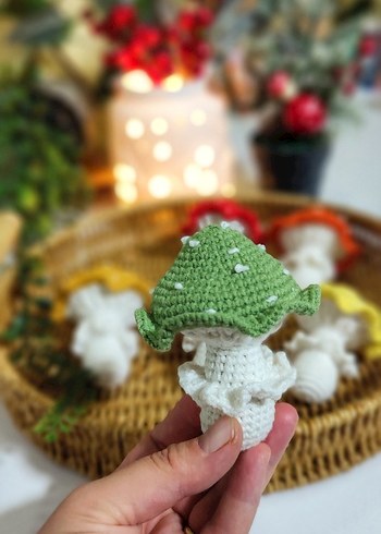 Renkli Örgü Mantar anahtarlik - Görsel 5