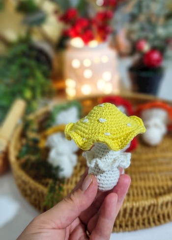 Renkli Örgü Mantar anahtarlik - Görsel 4