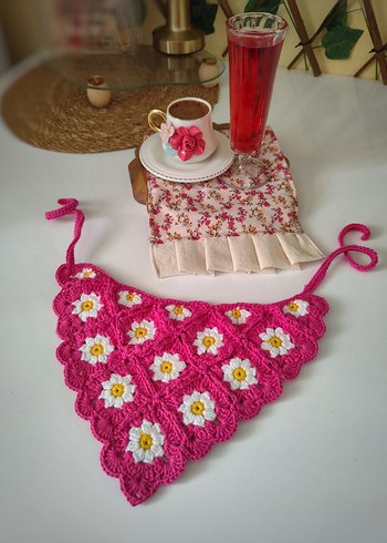 Zara Çiçek Desenli Örgü Bohem Saç Aksesuarı bandana
