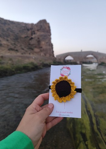 El Örgüsü Sarı Ayçiçeği Saç lastik toka