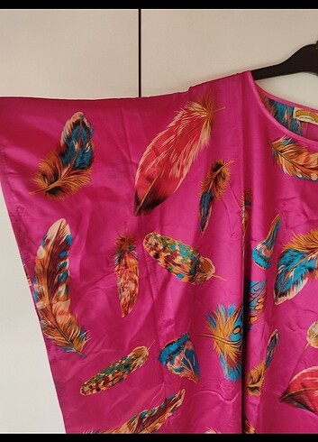Renkli Saten Uzun Kaftan