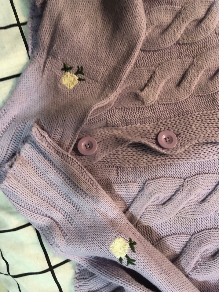 Trendyol Nakışlı Mor Triko Kadın Hırka - Görsel 2