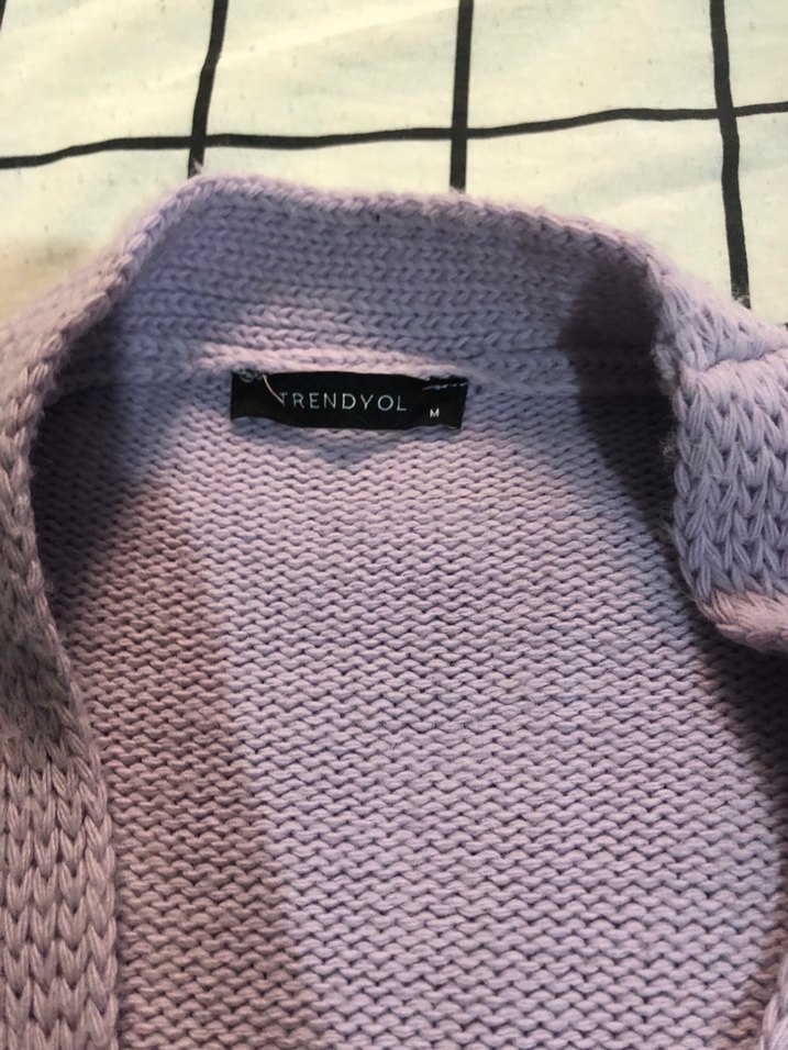 Trendyol Nakışlı Mor Triko Kadın Hırka - Görsel 3