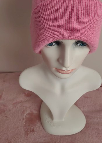 Pembe Örgü Kadın Bere - Görsel 3