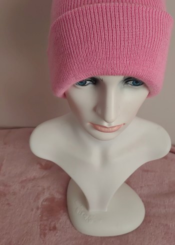 Pembe Örgü Kadın Bere - Görsel 4