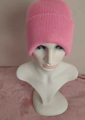 Pembe Örgü Kadın Bere - Görsel 2