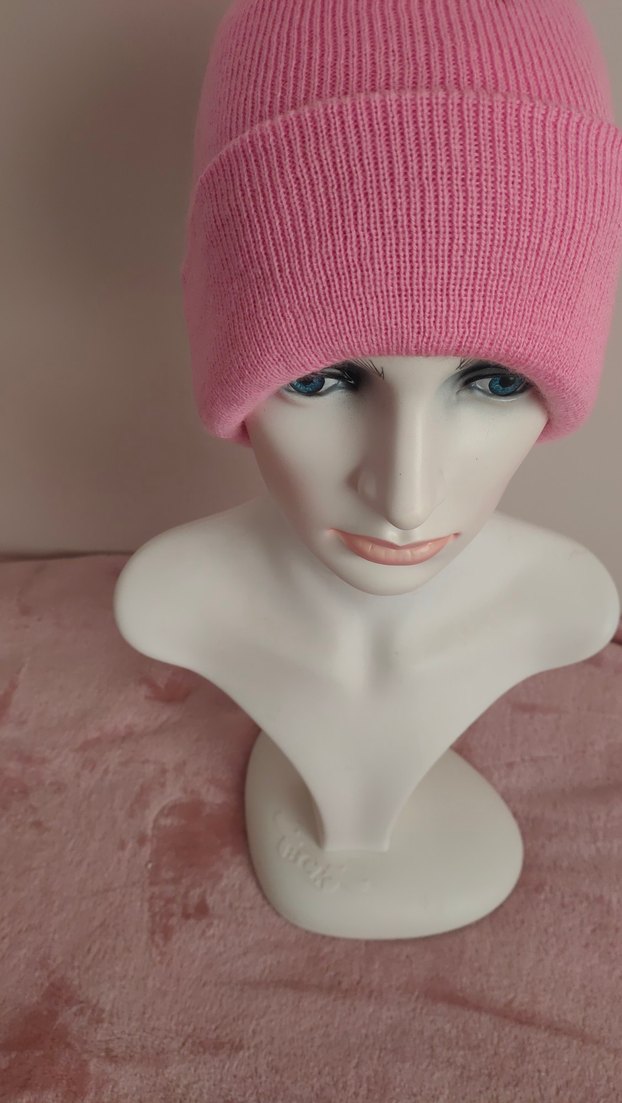 Pembe Örgü Kadın Bere - Görsel 3