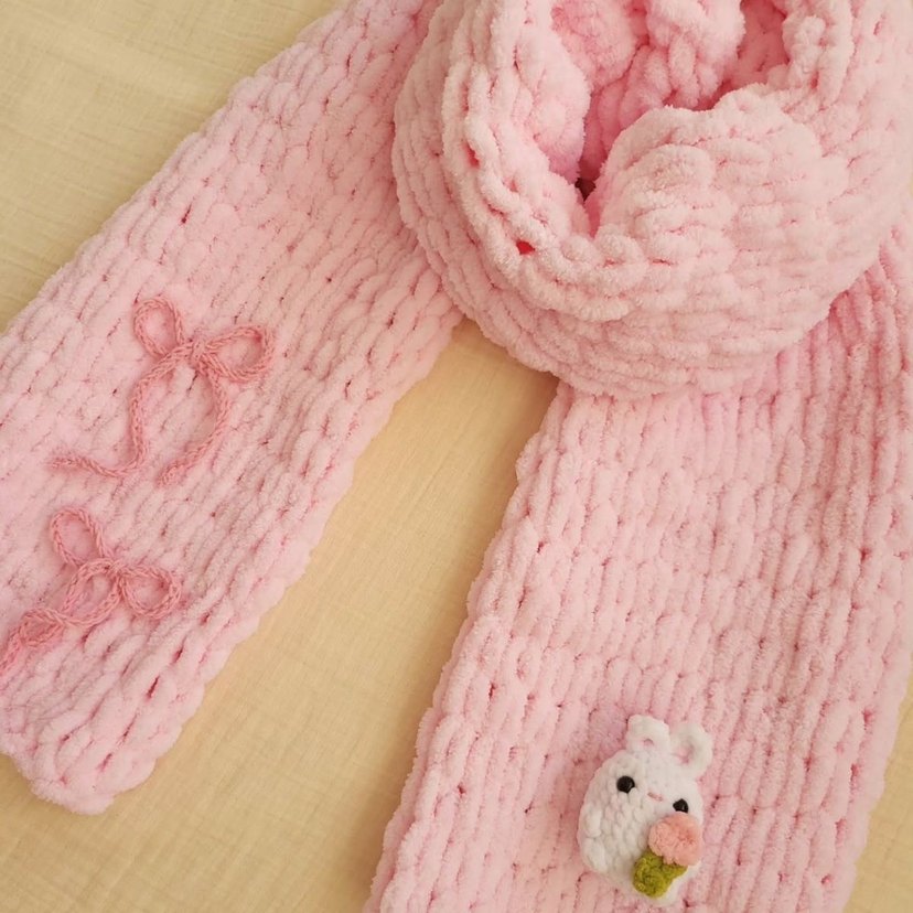 Gri Örgü Kadın Şal Kurbağa Detaylı - Görsel 2