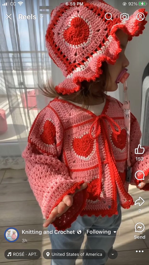 Nakışlı Kalp Desenli Kız Hırka ve Şapka Seti - Görsel 4