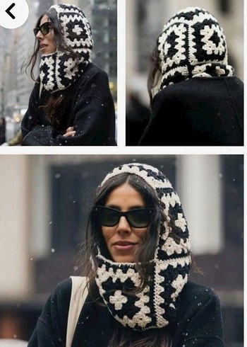 Renkli Örgü Kadın Bere Kapüşon - Görsel 2