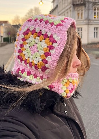 Renkli Örgü Kadın Bere Kapüşon - Görsel 3