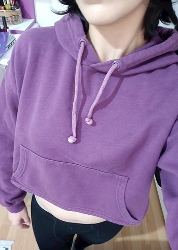 Crop Kapüşonlu  Sweatshirt - Görsel 2