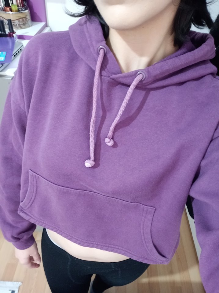 Crop Kapüşonlu  Sweatshirt - Görsel 2