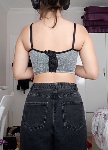 m Beden gri parlak crop 