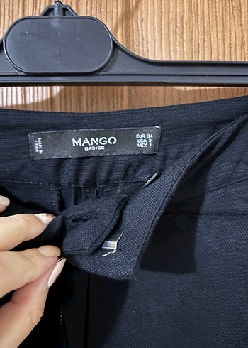 Fermuarlı Siyah Geniş Kumaş Pantolon - Görsel 2