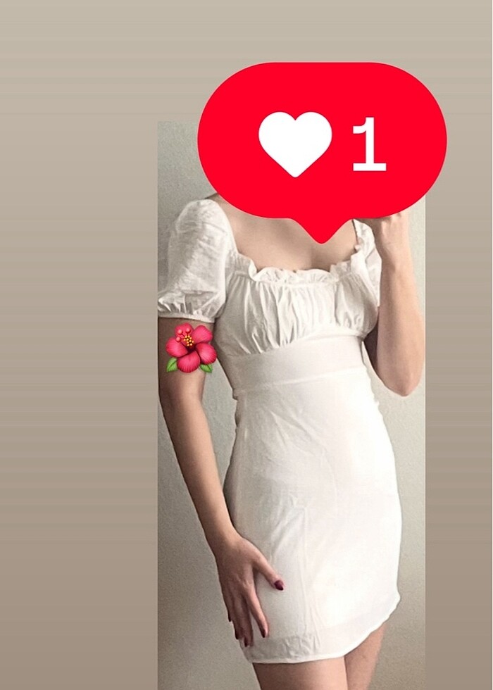 Beyaz mini elbise kare yaka - Görsel 3