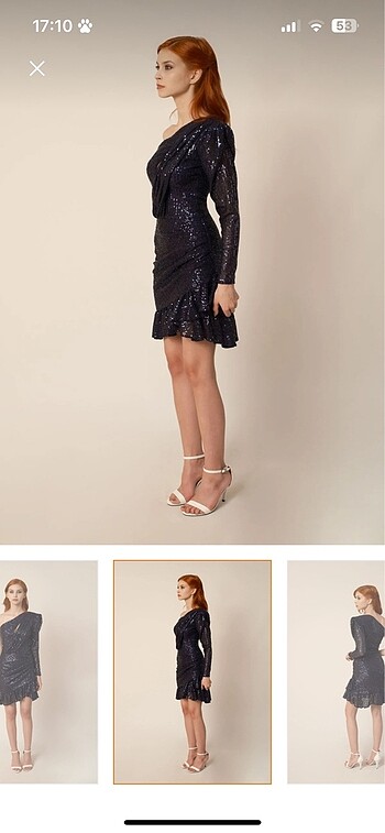 Payetli elbise tek omuz abiye - Görsel 5