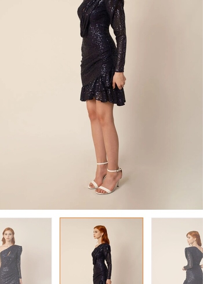 Payetli elbise tek omuz abiye - Görsel 5