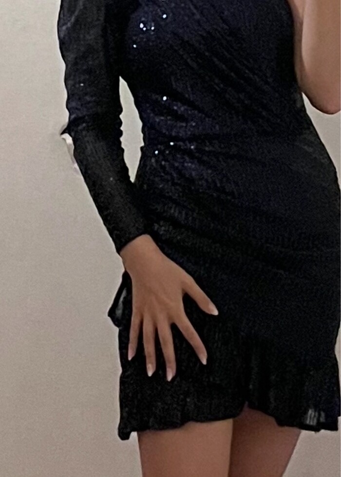 Payetli elbise tek omuz abiye - Görsel 2