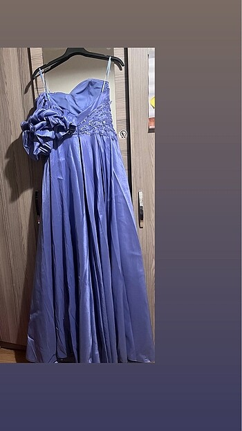 Tek Balon Kollu Arkası Uzun Önü Kısa Abiye Elbise - Görsel 6