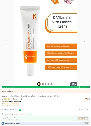 Centecassol K Vitaminli Krem 
