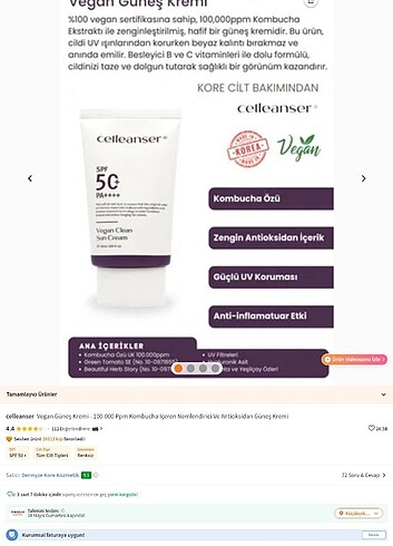 celleanser Vegan Güneş Kremi 