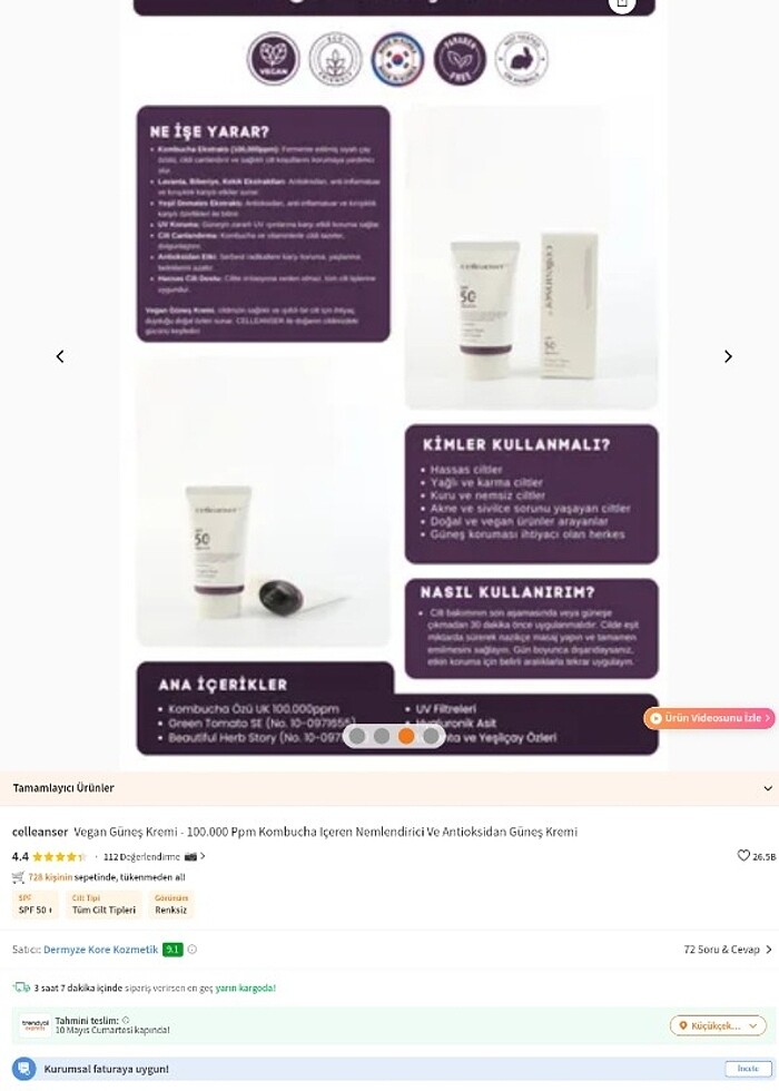 celleanser Vegan Güneş Kremi  - Görsel 4