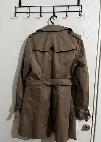 Bej Deri Kadın Trençkot Midi Boy - Görsel 4