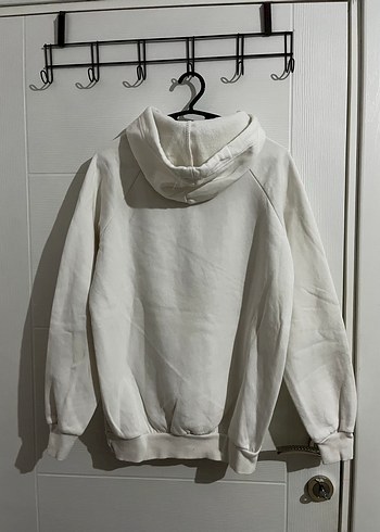 Kadın Beyaz Kapüşonlu Sweatshirt - Görsel 3