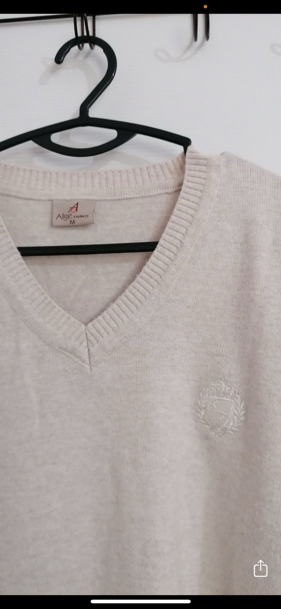 Bej V Yaka Uzun Kollu Kadın Kazak - Görsel 2