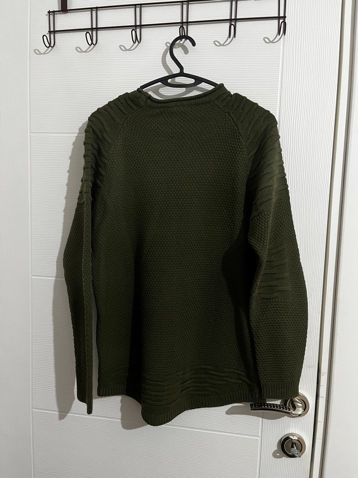 Kadın Haki Örgü Salaş Kazak - Görsel 3