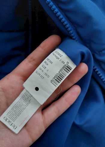 Parlak Mavi Erkek genç Kapüşonlu şişme mont - Görsel 4