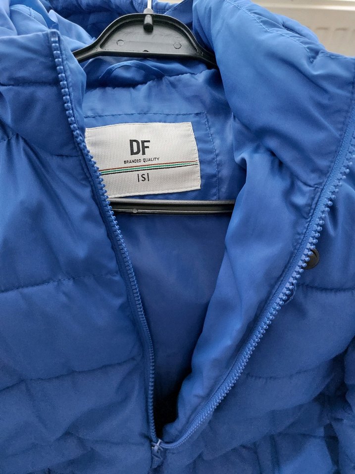 Parlak Mavi Erkek genç Kapüşonlu şişme mont - Görsel 3