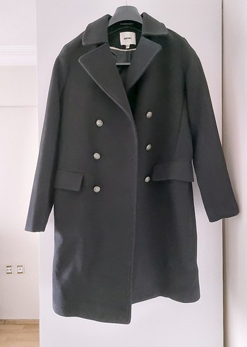 Düğmeli Siyah Kaşe Kaban - Görsel 6