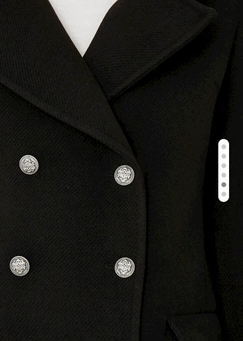 Düğmeli Siyah Kaşe Kaban - Görsel 5