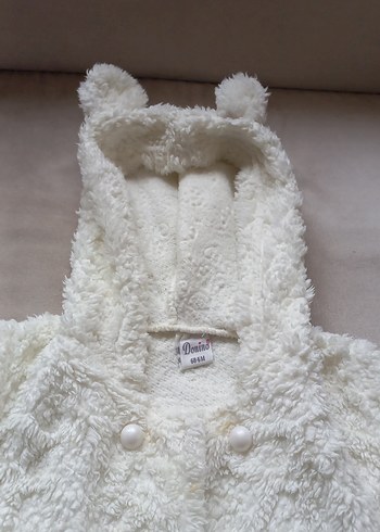 Kız Bebek Beyaz Kapüşonlu Kürklü Tulumu - Görsel 4