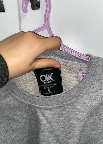 Gri Kadın Bisiklet Yaka Sweatshirt - Görsel 4